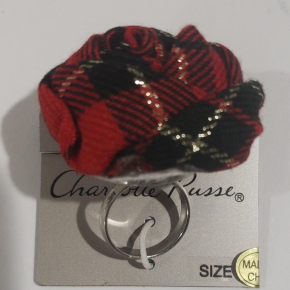 Charlotte Russe Silver tone Red & Black Ring Sized 8 - Women's Fashion Jewelry - Picture 1 of 9